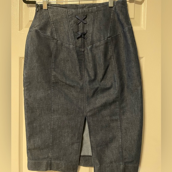 EXPRESS Corset-style Denim Skirt - Picture 3 of 10